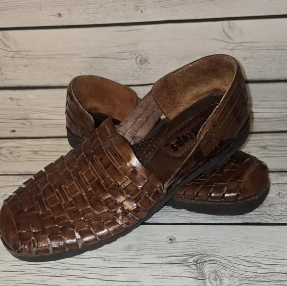 Sunsteps Shoes Mens 8 Barclay Woven Slip On Huarache Loafer Brown Leather - Picture 3 of 9